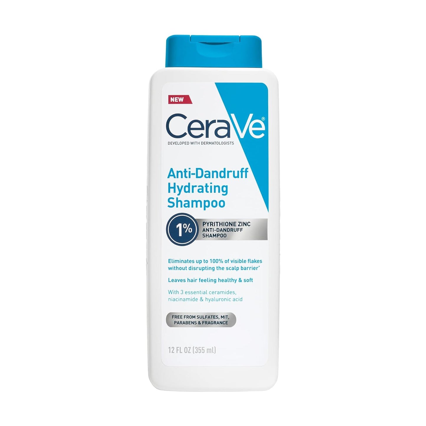 CeraVe Champú hidratante anticaspa, tratamiento de caspa de zinc pi...