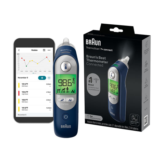 Braun Termómetro digital ThermoScan 7+ Connect para oídos, compatib...