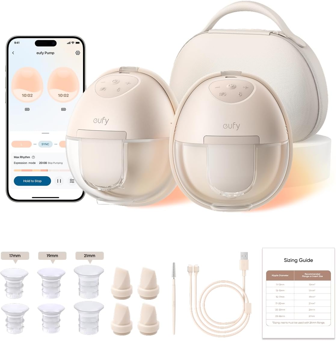eufy Security Extractor de leche portátil con calefacción S1 Pro, m...