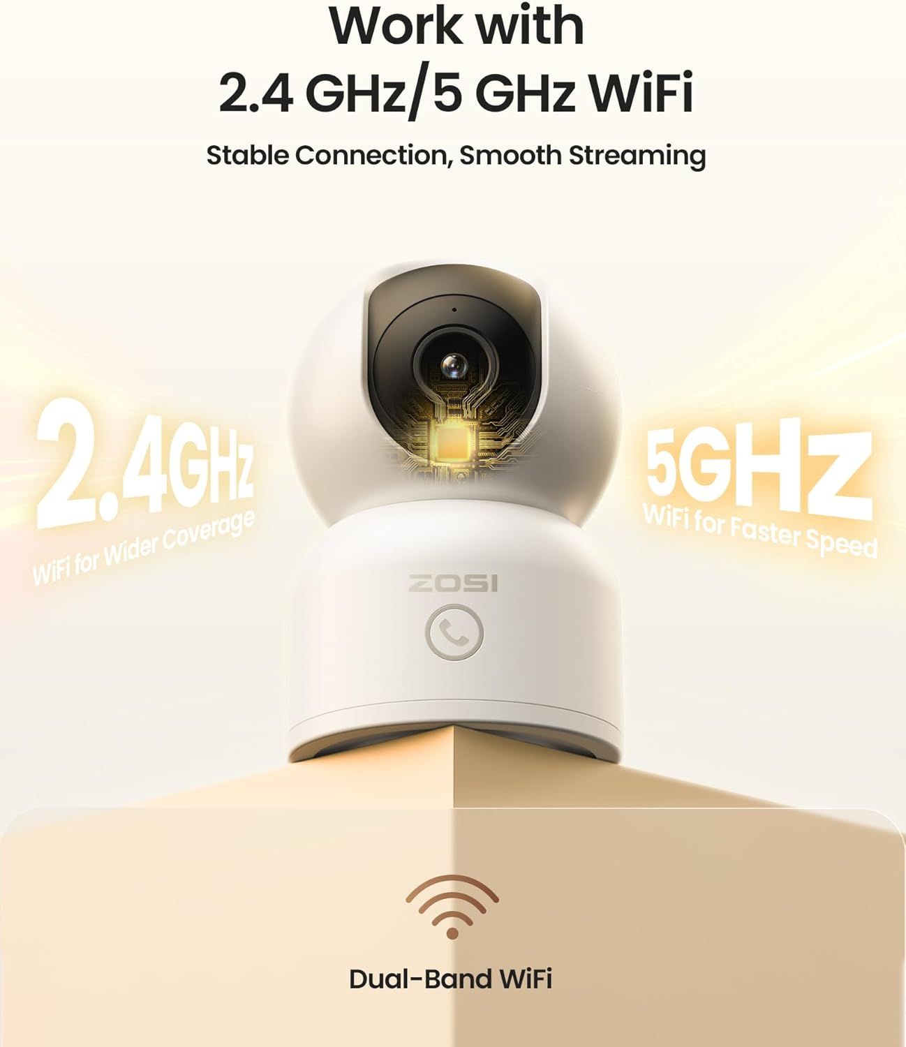 ZOSI Cámara de seguridad para interiores 4K, C518 WiFi Pan\/Tilt pa...