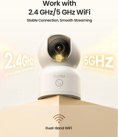 ZOSI Cámara de seguridad para interiores 4K, C518 WiFi Pan\/Tilt pa...