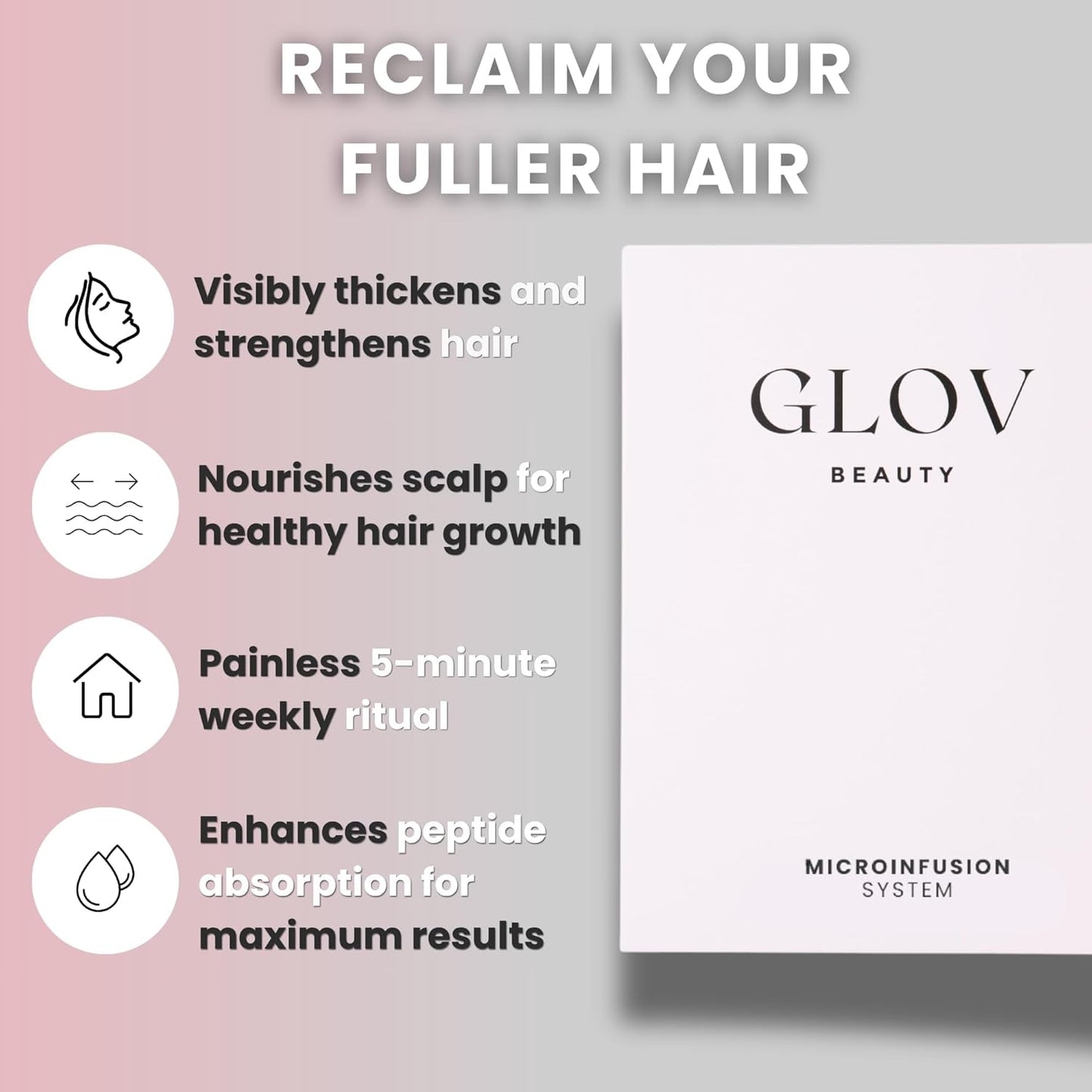 Kit de Renovación Capilar Micro Infusión de Glov Beauty – Estampación Dérmica de Oro de 0.25 mm con Ácido Hialurónico, Péptido y Suero Ampollas Botánico | Tratamiento Hidratante para el Cuero