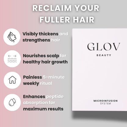 Kit de Renovación Capilar Micro Infusión de Glov Beauty – Estampación Dérmica de Oro de 0.25 mm con Ácido Hialurónico, Péptido y Suero Ampollas Botánico | Tratamiento Hidratante para el Cuero