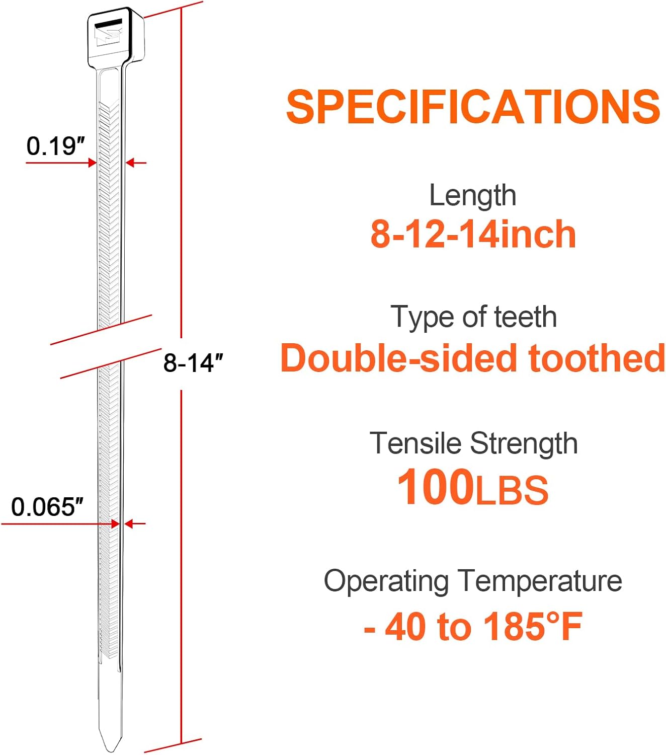 Bridas de tamaño surtido, 8+12+14 pulgadas en forma de V dentadas d...