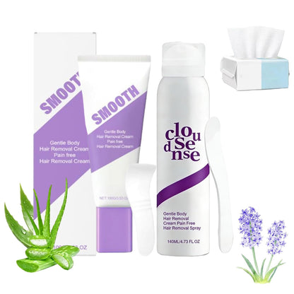 Kit de depilación corporal suave, spray de depilación suave, crema...