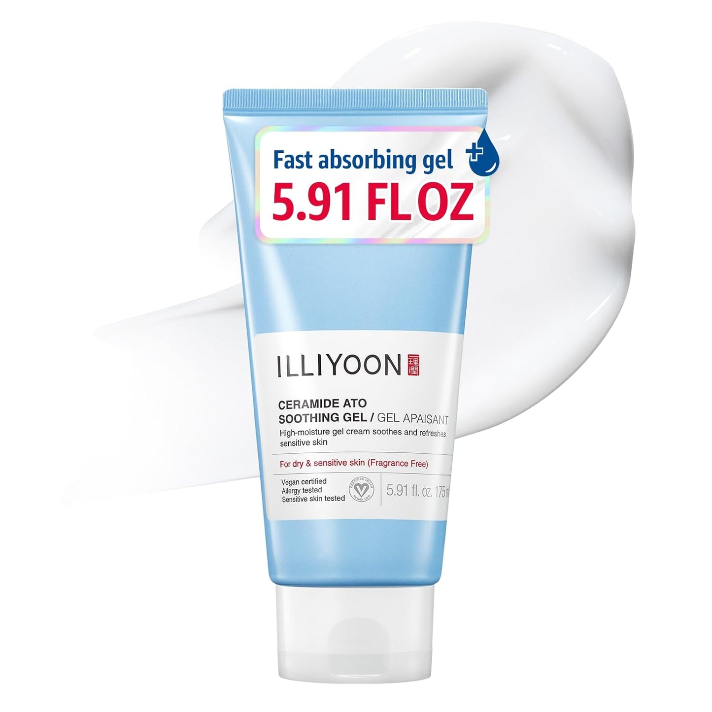 Illiyoon Ceramide Ato Gel Calmante - Humectante facial vegano para...