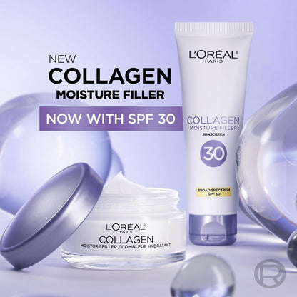 L'Oreal Paris Crema facial con relleno de humedad de colágeno,...