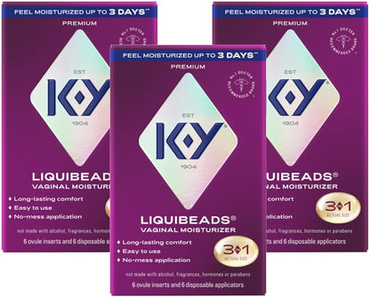 K-Y Liquibeads Fórmula 6 insertos de cuentas a base de silicona y 6...