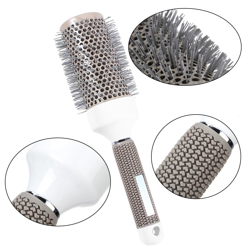 Juego de cepillos redondos para secado por soplado, cepillo de barril térmico profesional de iones de cerámica, cepillo térmico para hojas de cabello, cepillo de peinado de calor brillante, 5 tamaños