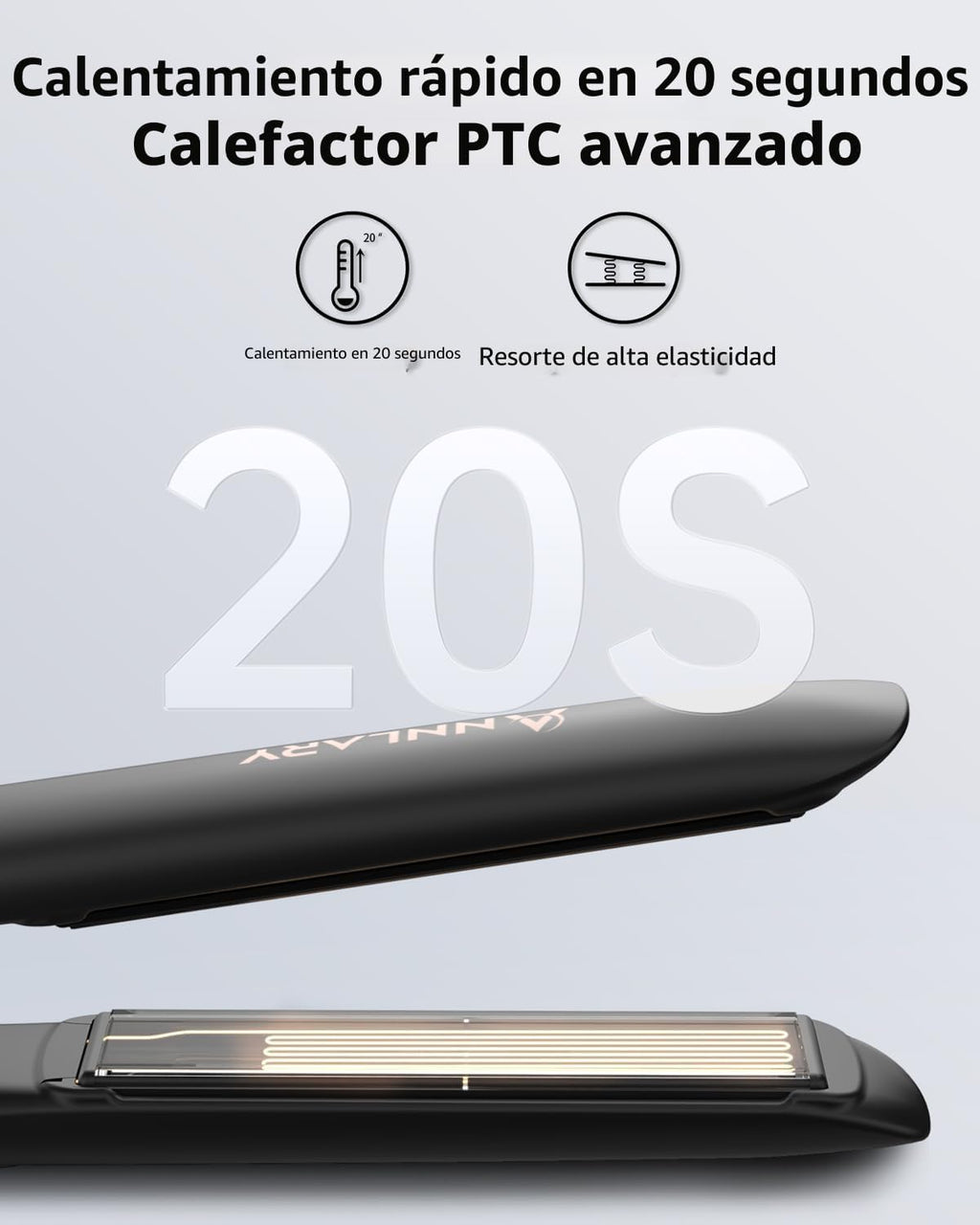 Annlary - Plancha de pelo alisadora de 1 pulgada y rizador de pelo...