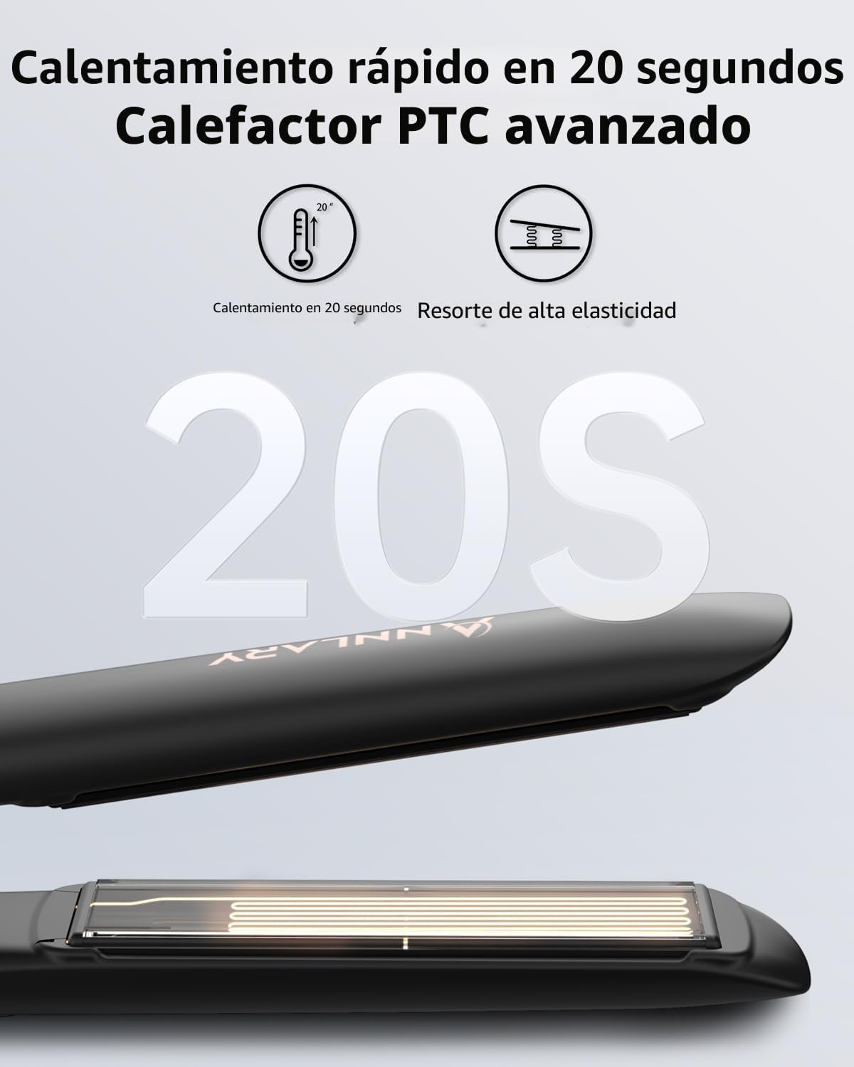 Annlary - Plancha de pelo alisadora de 1 pulgada y rizador de pelo...