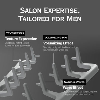 FORBEAUT Shadow - Cepillo de pelo para hombre, diseño curvado ventilado, hace que los hombres se sientan más cómodos, el cabello frontal añade volumen, expresión de textura, efecto ondulado