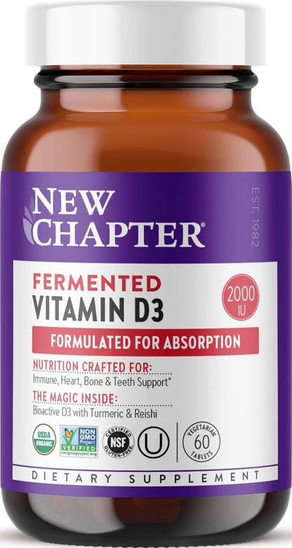 New Chapter Vitamina D3, vitamina D3 fermentada 2,000 UI, orgánica,...