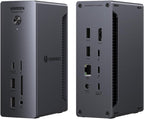 UGREEN Thunderbolt 4 Dock 13-en-1 Estación de acoplamiento de 40Gbps con pantalla única 8K y doble 4K@60Hz, carga de 90W para laptop, 2.5GbE, SD/TF 4.0. Revodok Max 213 para MacBook Surface Pro y más