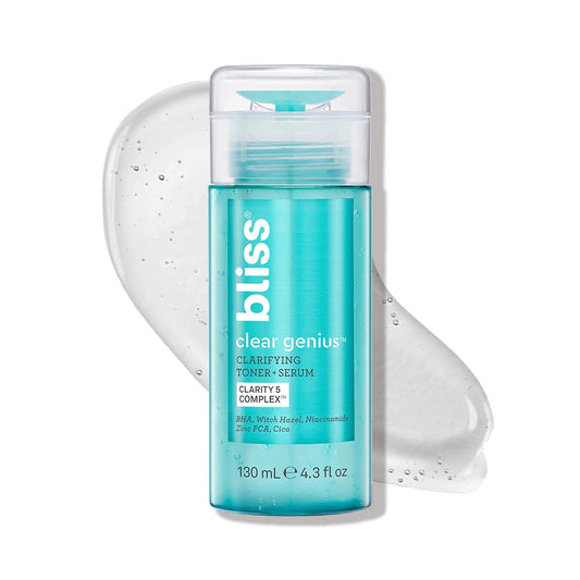Bliss Clear Genius Tónico + Suero Clarificante - 127 ml - Purifica los poros, tonifica, calma y aclara la piel - Ácido salicílico, Niacinamida y Hamamelis - Limpio, libre de parabenos - Vegano y sin