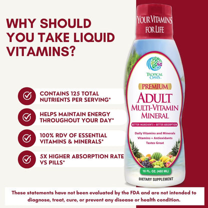 Tropical Oasis Multivitamínico líquido para adultos, suplemento mul...