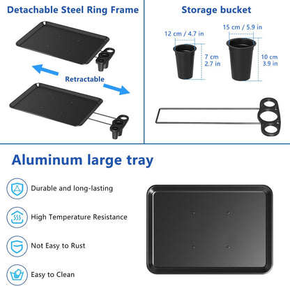 Carrito de Bandeja de Salón con Plataforma de Almacenamiento, Bandeja de Tatuaje de Aluminio con Ruedas Carrito de Altura Ajustable, Equipo de Bandeja de Salón Bandeja de Almacenamiento de