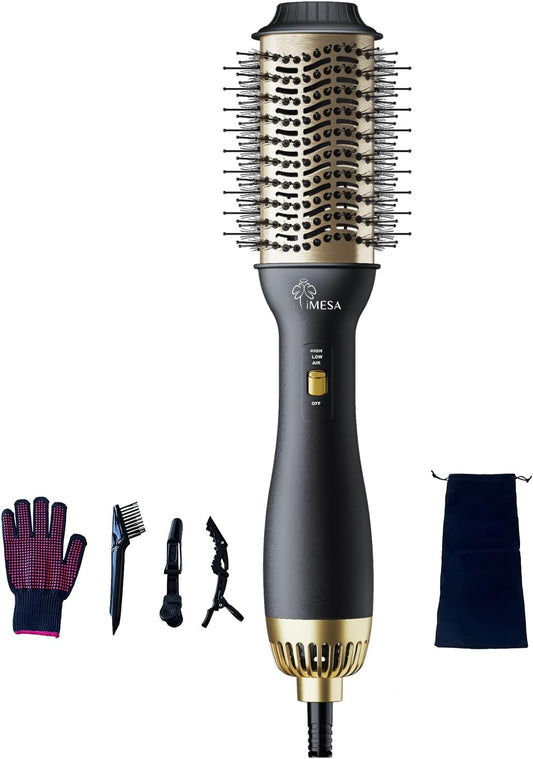Secador de pelo 4 en 1, cepillo secador de pelo, cepillo de aire caliente de 1000 W, secador de pelo voluminizador de un solo paso y estilizador, temperatura de 3 velocidades, moldeador de aire