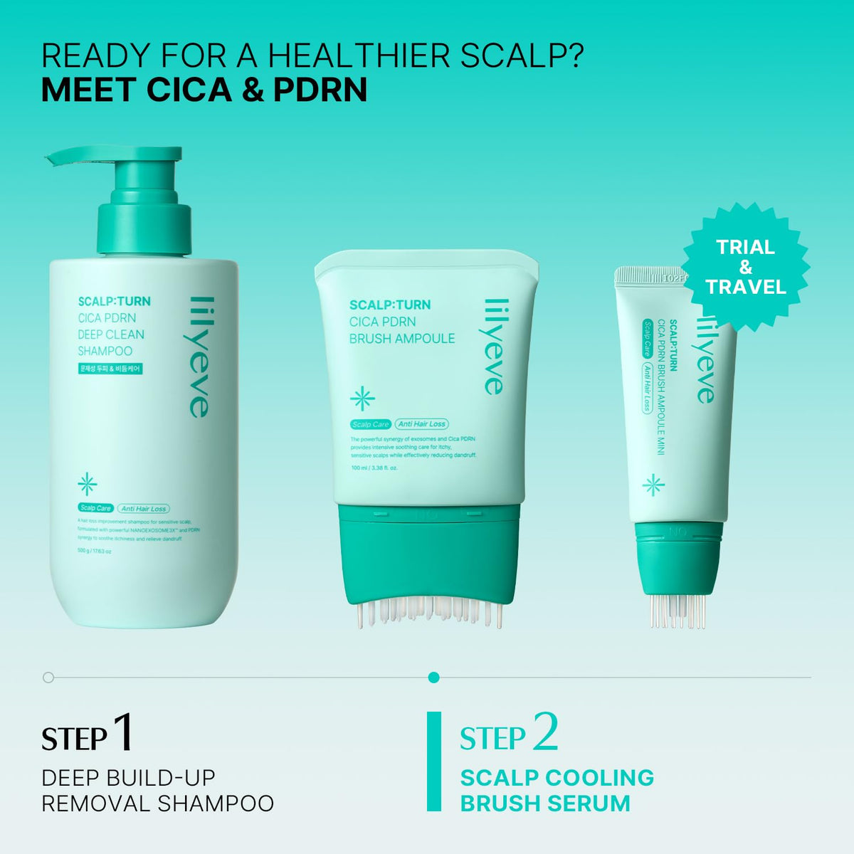 lilyeve SCALPTURN Cica PDRN suero para cuero cabelludo Mini, cepill...