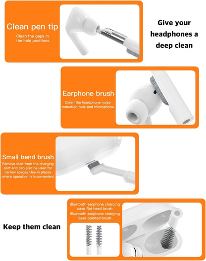 Kit de limpieza electrónica 25 en 1 - Divisor de cargador + extractor de llaves/cepillos/hisopos de limpieza profunda para teléfonos, portátiles, cámaras, realidad virtual, auriculares y