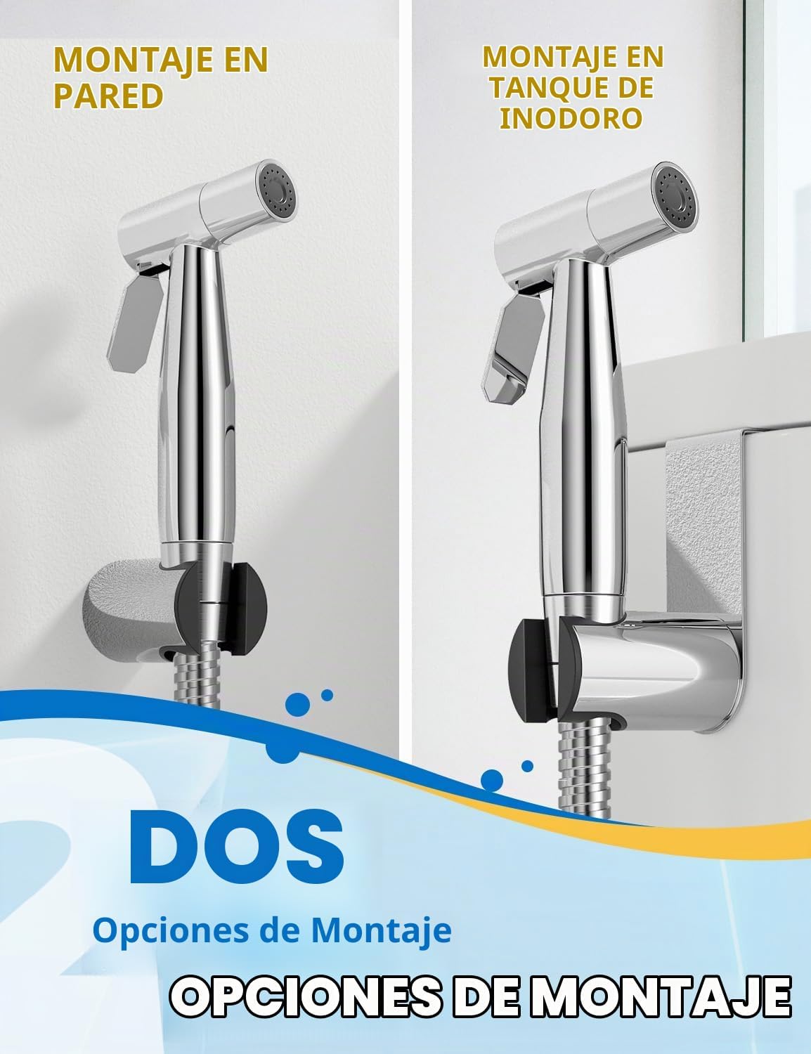 BRITULIF - Pulverizador de bidé para inodoro, presión ajustable, cr...