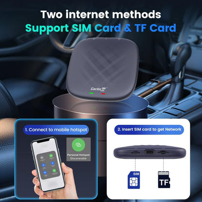 CarlinKit 8+128G - Adaptador inalámbrico CarPlay y Android Auto, CarPlay Ai Box para coche con cable CarPlay, 8 núcleos, GPS incorporado, ultra delgado, sistema Android 13.0, Bluetooth dual, tarjeta