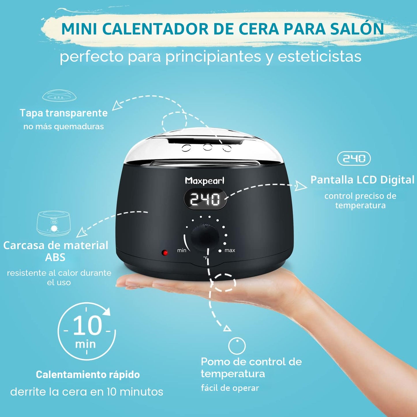 Kit de depilación digital Maxpearl - Kit de calentador de cera dura...