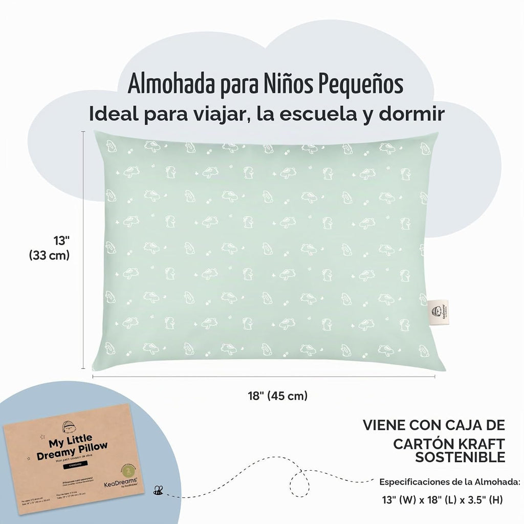 KeaBabies Pack de 2 almohadas para niños pequeños de 13x18 - Almoha...
