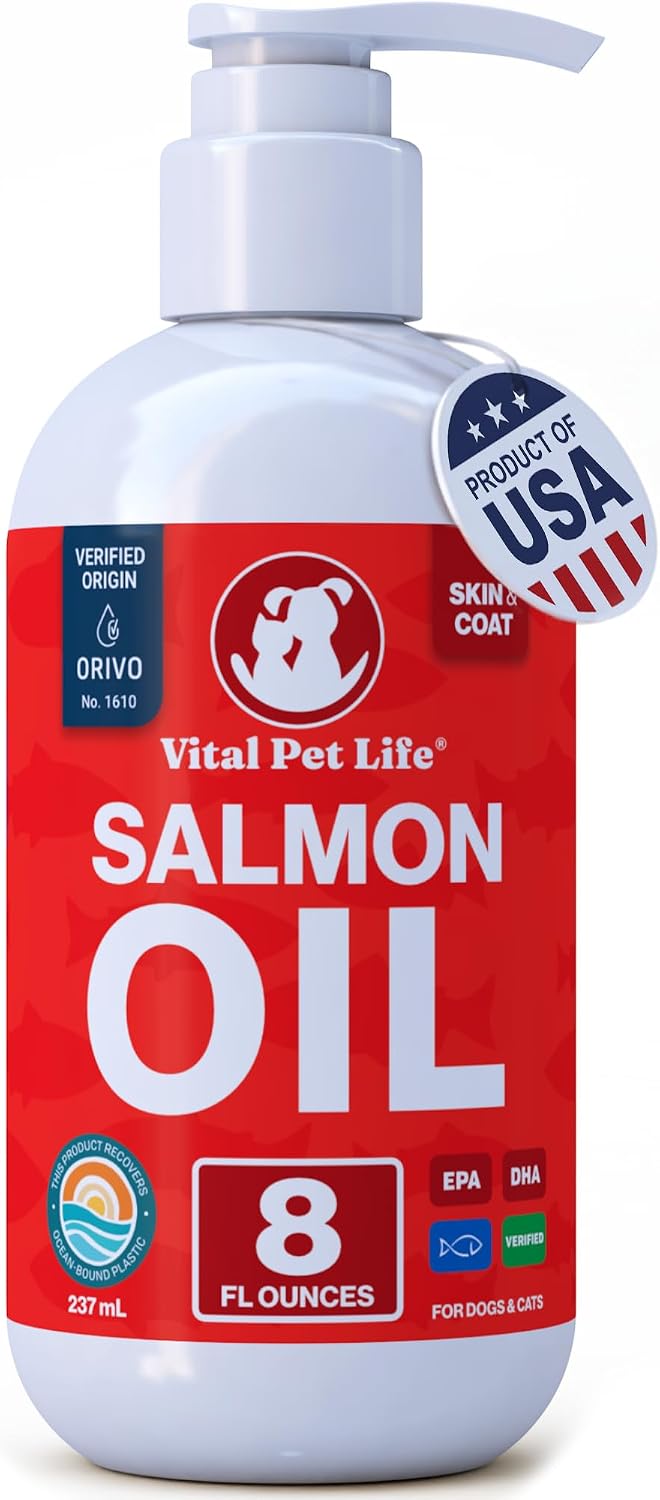 Aceite de salmón para perros y gatos, piel y pelaje saludables, ace...