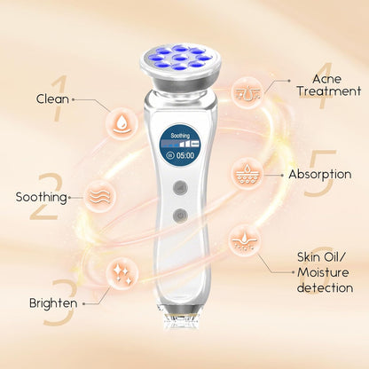 Masajeador de belleza 5 en 1 para cara y cuello, masajeador facial...
