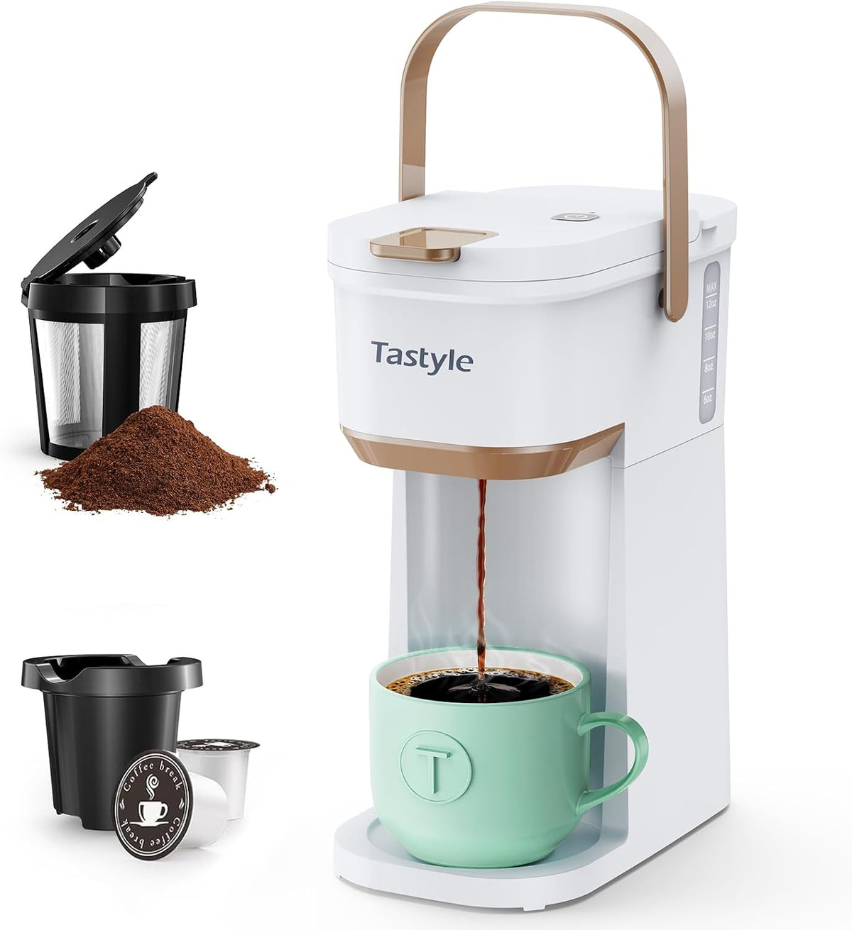 Tastyle Cafetera de Una Sola Porción de Una Taza, para Cápsulas K y...