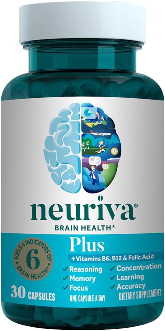 NEURIVA - Rendimiento cerebral Plus, suplemento de apoyo cerebral c...