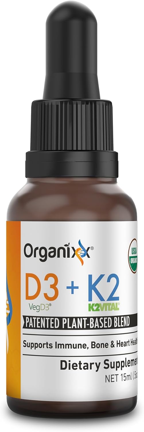 Organixx Suplemento D3 K2, apoya la salud ósea e inmunológica, fórm...