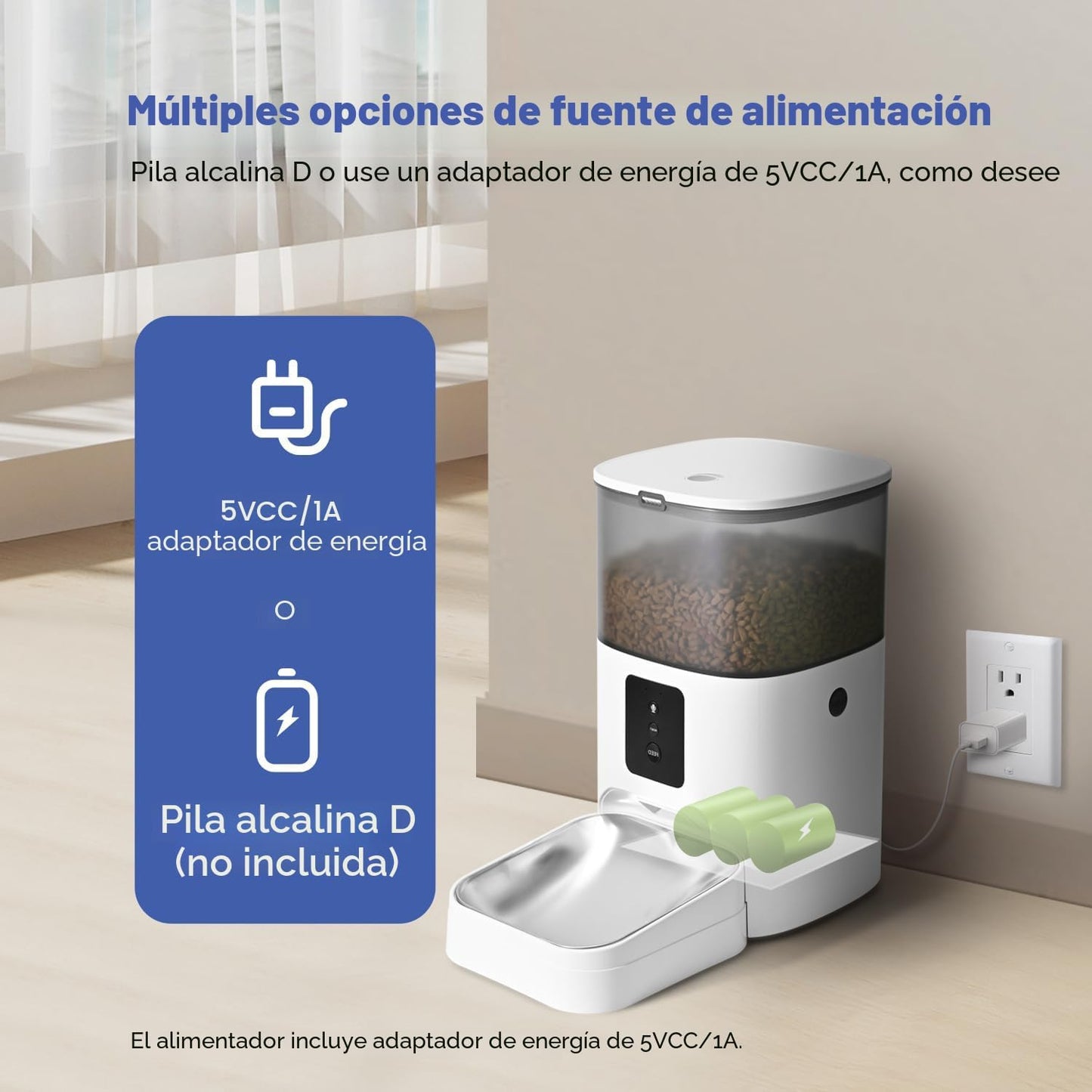 ANDOLL HOME Comedero automático para gatos de 2.4 G, dispensador de...