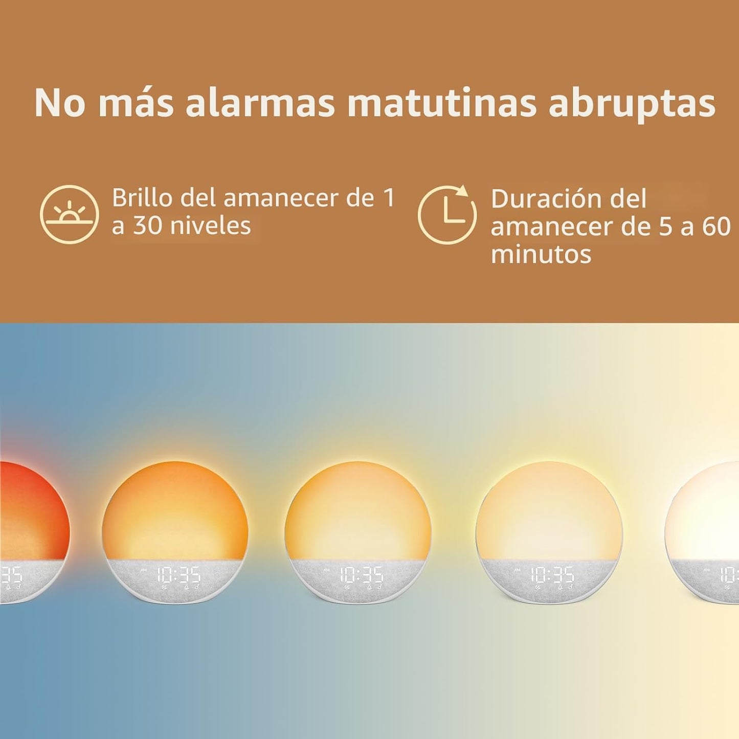 Reloj despertador Sunrise Máquina de ruido blanco: luz natural de d...