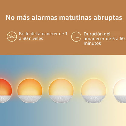Reloj despertador Sunrise Máquina de ruido blanco: luz natural de d...