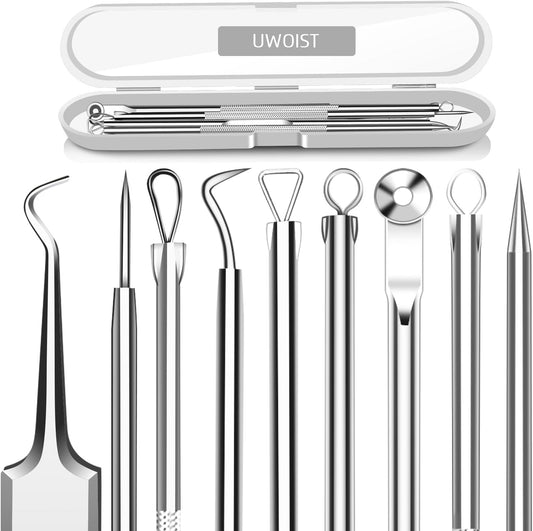5 piezas de removedor de puntos negros, extractor de comedones, kit de pinzas curvas para puntos negros, kit de herramientas profesionales de acero inoxidable para eliminar espinillas, acné y manchas