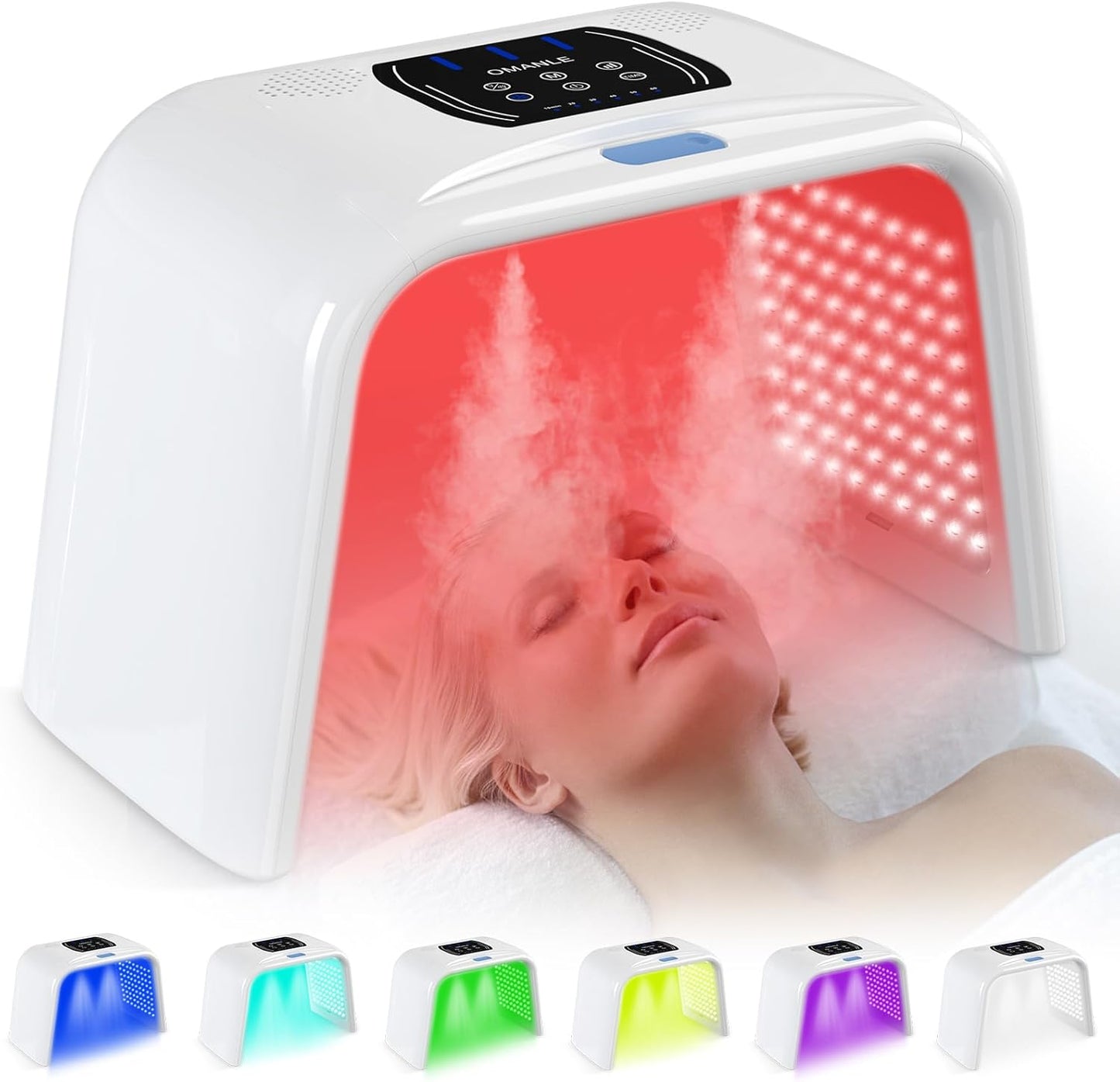Holsn Terapia de luz LED para la cara y el cuerpo con spray de 7 co...