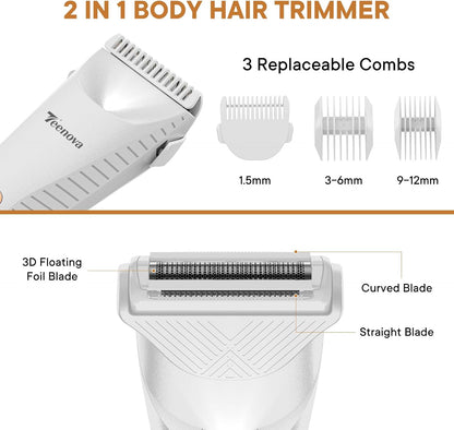 TEENOVA Pubic &amp; Body Hair Trimmer para hombres, afeitadora eléc...
