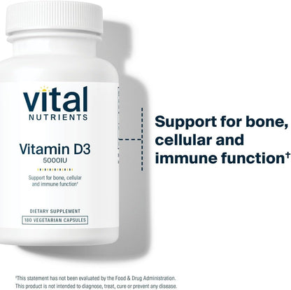 Vital Nutrients Vitamina D 5000 UI - Suplemento de vitamina D3 - Hu...