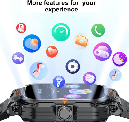 UYRGT Reloj inteligente militar con auriculares para hombres y muje...