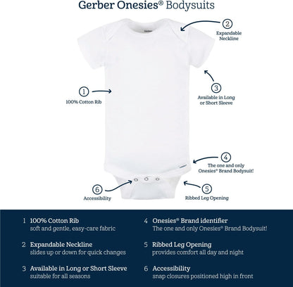 Gerber Mamelucos Bodies unisex de manga corta para bebé, paquete de 8