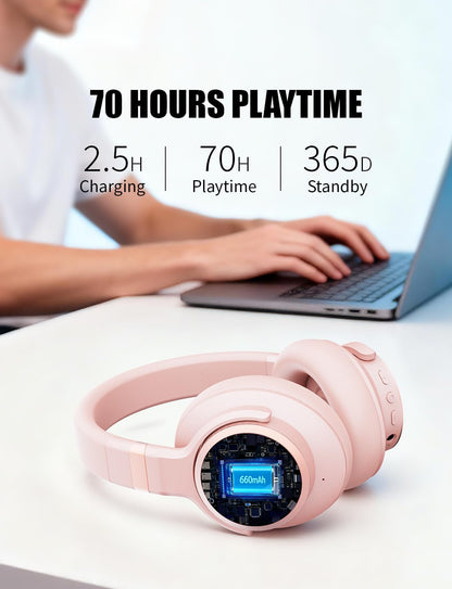 KVIDIO Auriculares híbridos con cancelación activa de ruido, auricu...