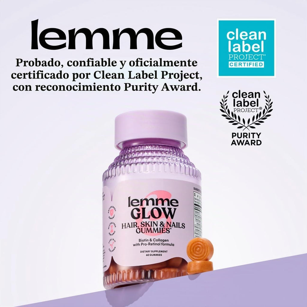 Lemme Gomitas de colágeno Glow para cabello grueso, uñas fuertes y...
