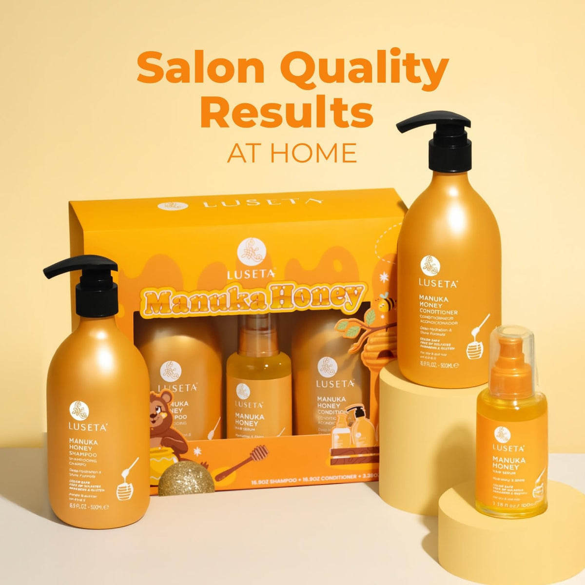 Luseta Manuka Honey Trio Conjunto de Cuidado Capilar Champú y Acond...