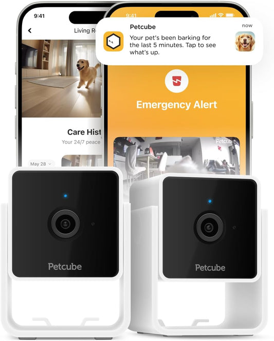 Petcube Cam The Pack de 2 | Cámara de seguridad para mascotas Wi-Fi...