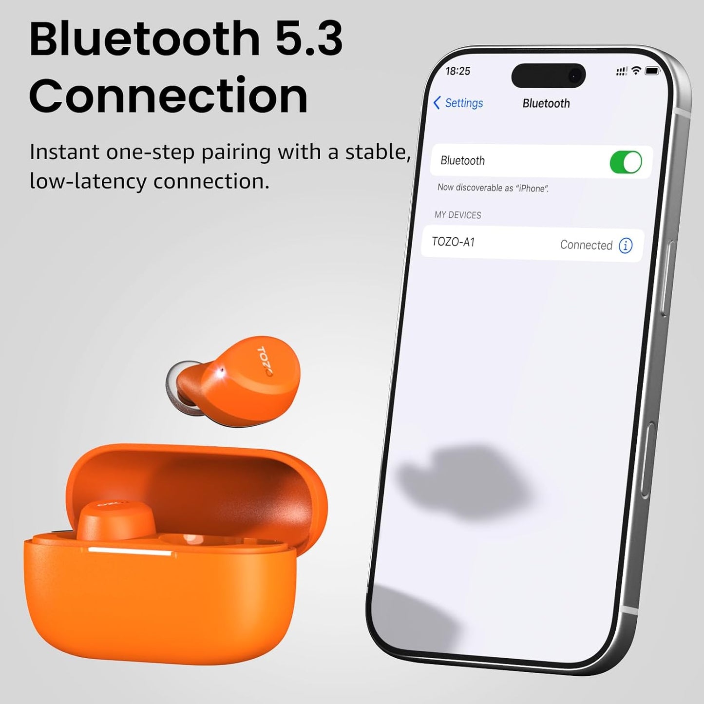 TOZO Auriculares inalámbricos A1 Bluetooth 5.3 de peso ligero en el...