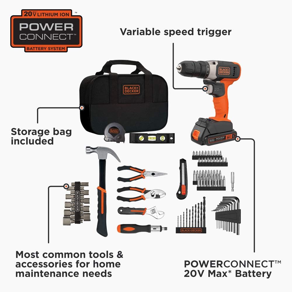 beyond by BLACK+DECKER Kit de herramientas para el hogar con taladr...