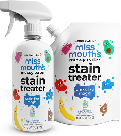Miss Mouth's Messy Eater - Tratamiento de manchas - Spray de 16 oz y bolsa de repuesto de 16 oz