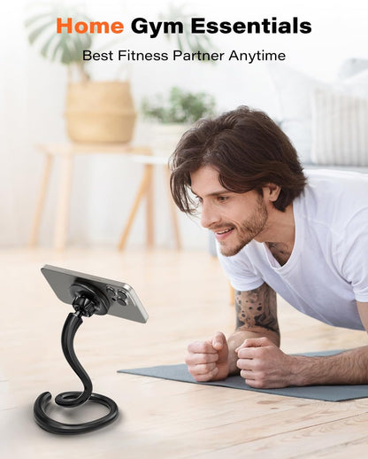 A2C Soporte de teléfono flexible de cuello de cisne para iPhone Magsafe, soporte magnético para teléfono de gimnasio de brazo largo para cinta de correr Peloton, accesorio portátil de fitness para